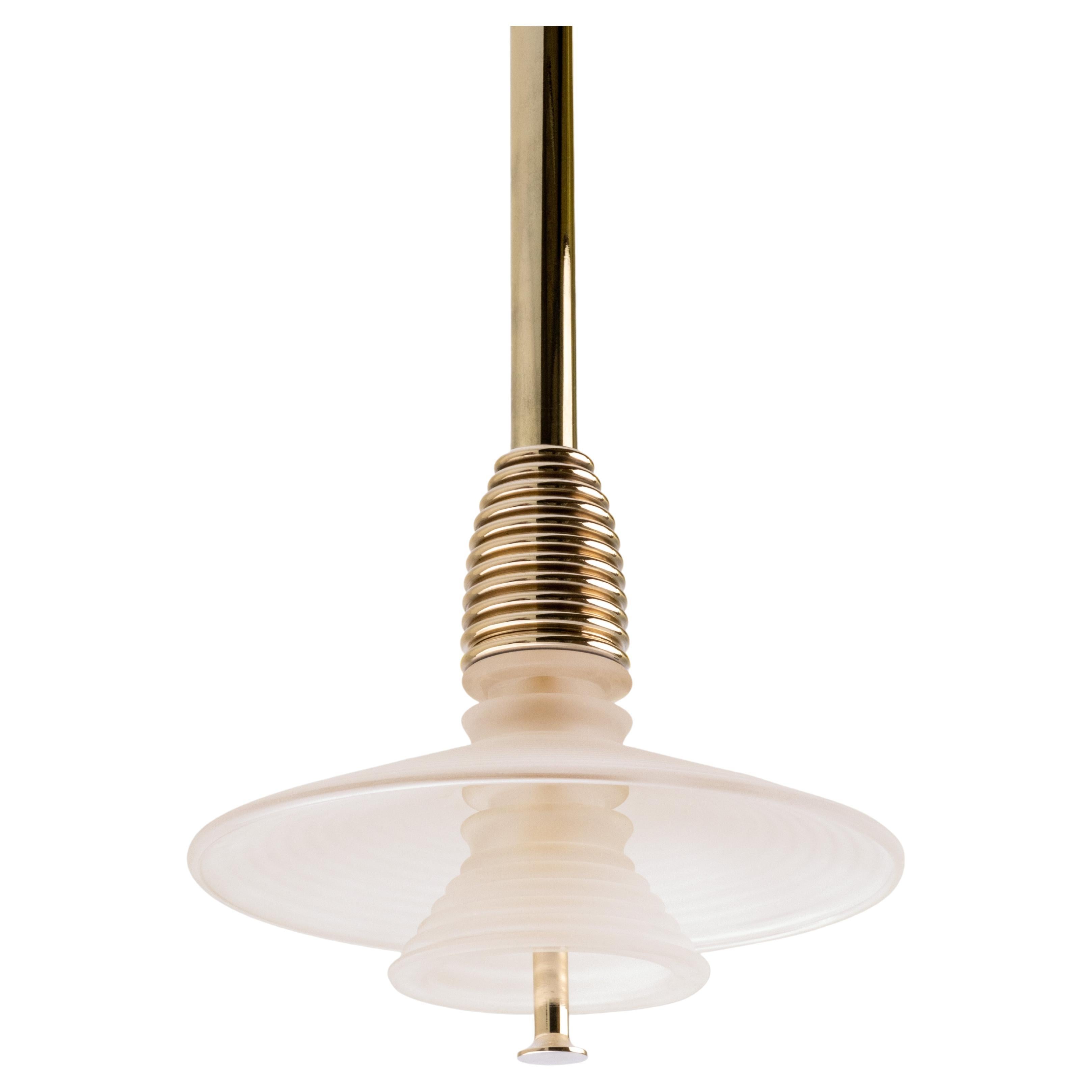 The Insulator 'AB' Pendant in polished brass and frosted glass by NOVOCASTRIAN