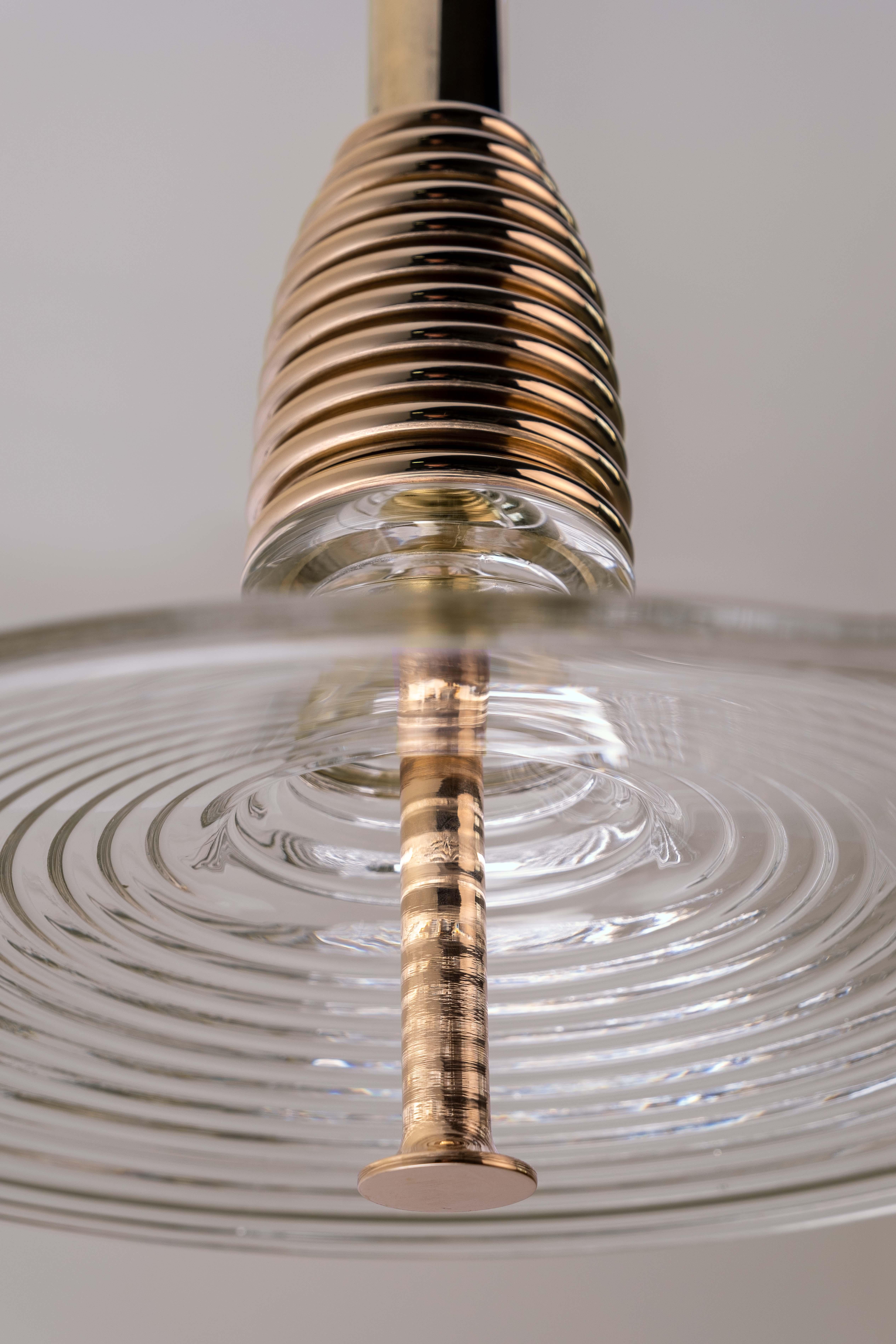 The Insulator 'B' Pendant in dark brass and clear glass by NOVOCASTRIAN deco For Sale 6