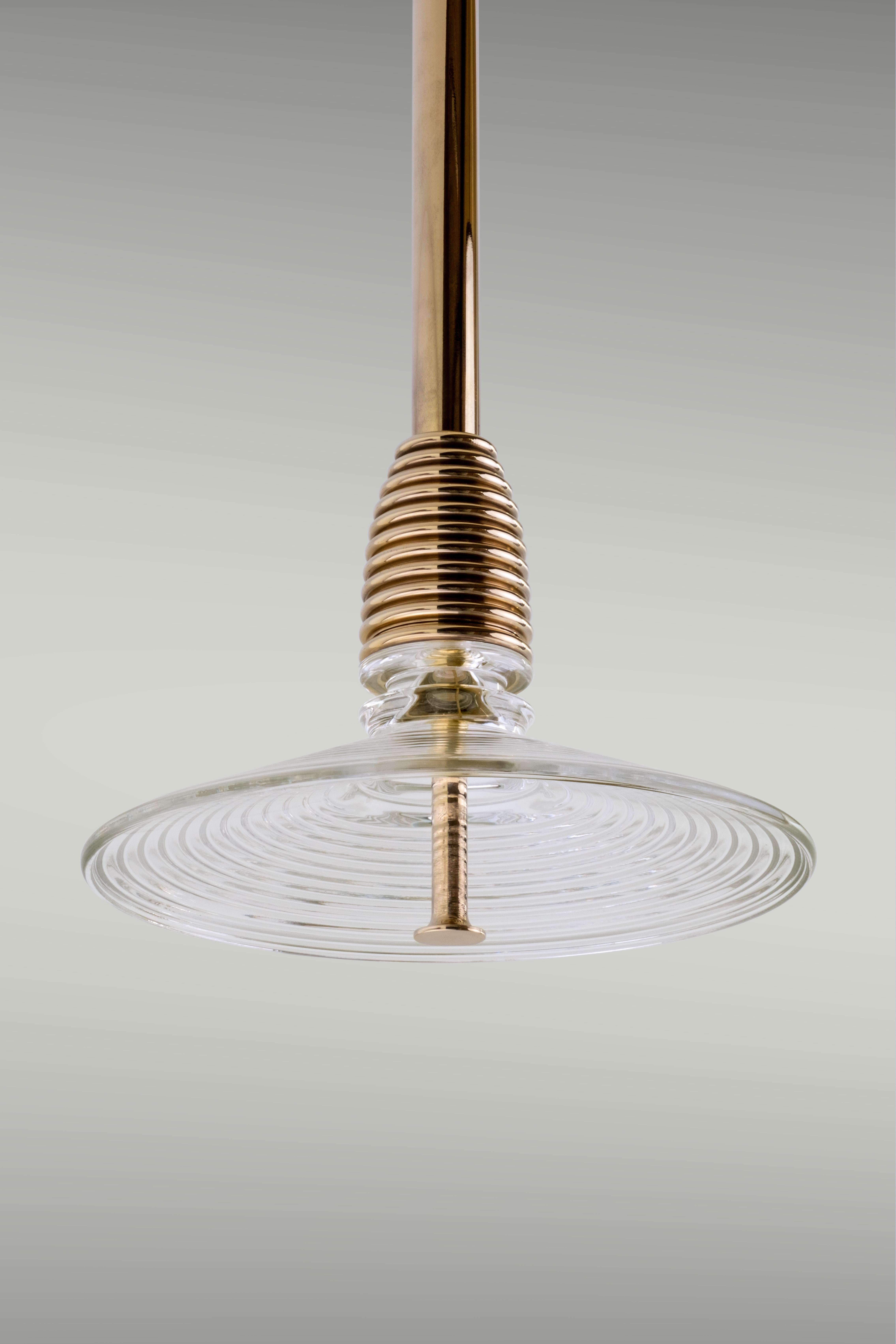 Modern The Insulator 'B' Pendant in dark brass and clear glass by NOVOCASTRIAN deco For Sale