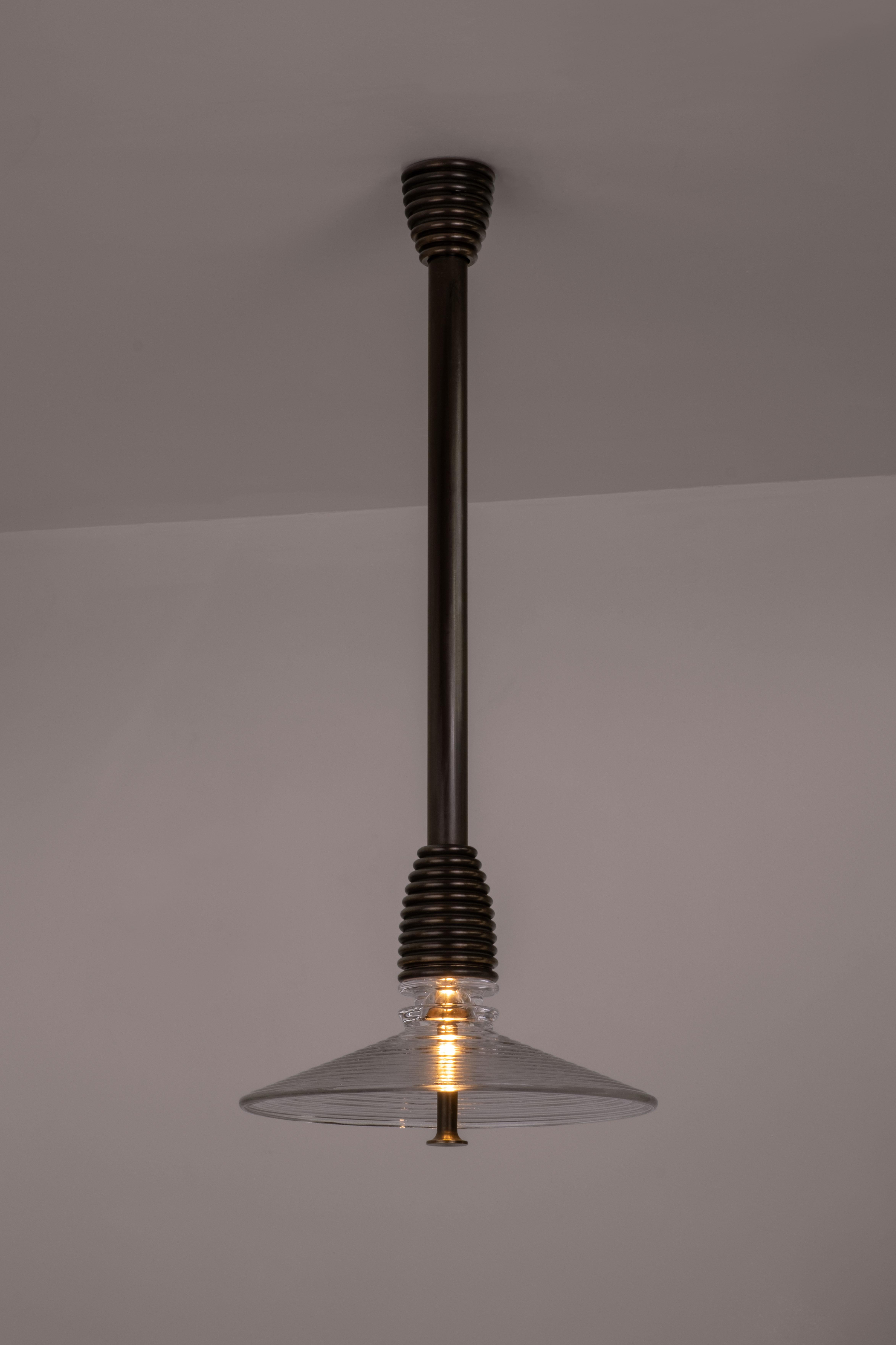 Contemporary The Insulator 'B' Pendant in dark brass and clear glass by NOVOCASTRIAN deco For Sale