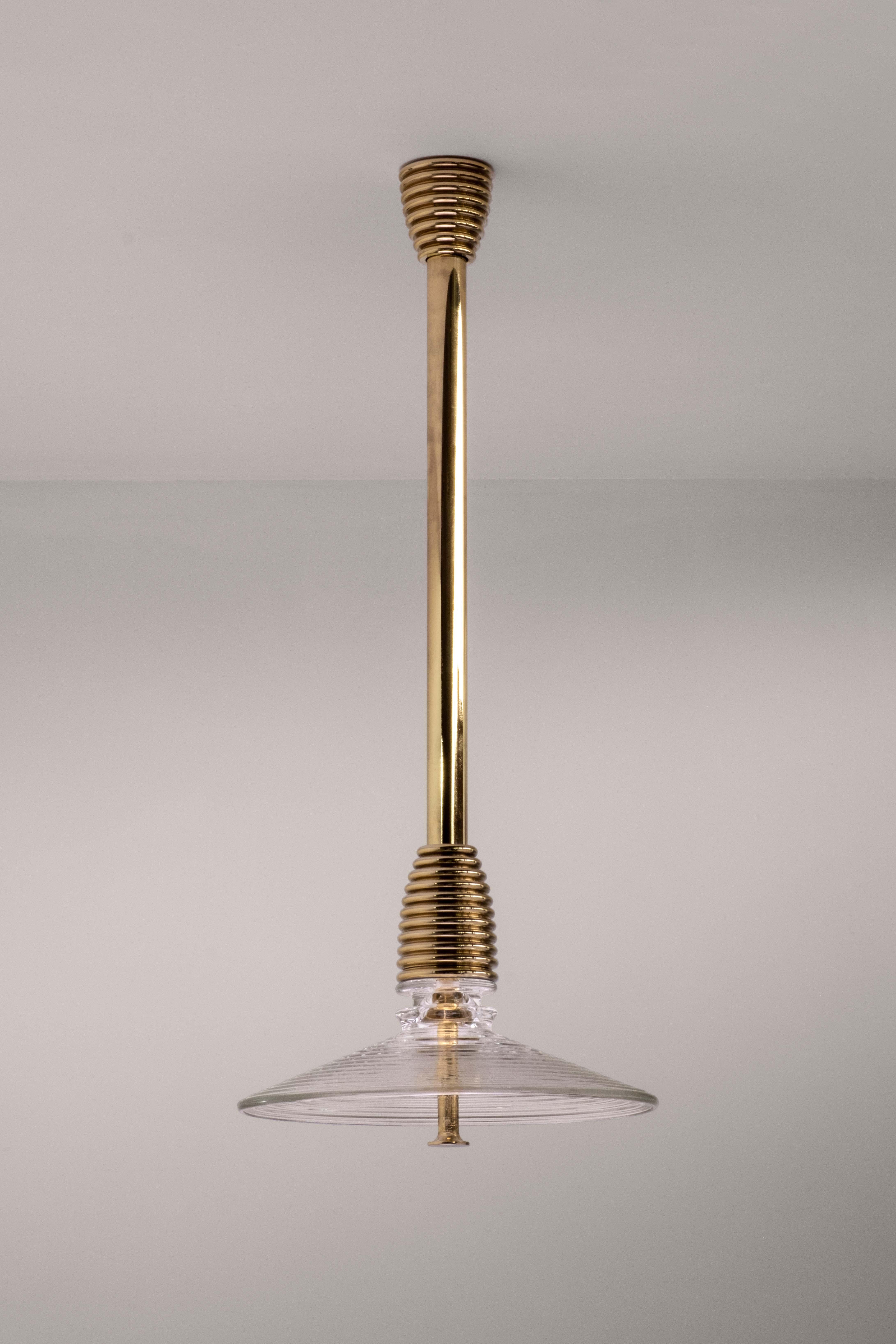 The Insulator 'B' Pendant in dark brass and frosted glass by NOVOCASTRIAN deco For Sale 11