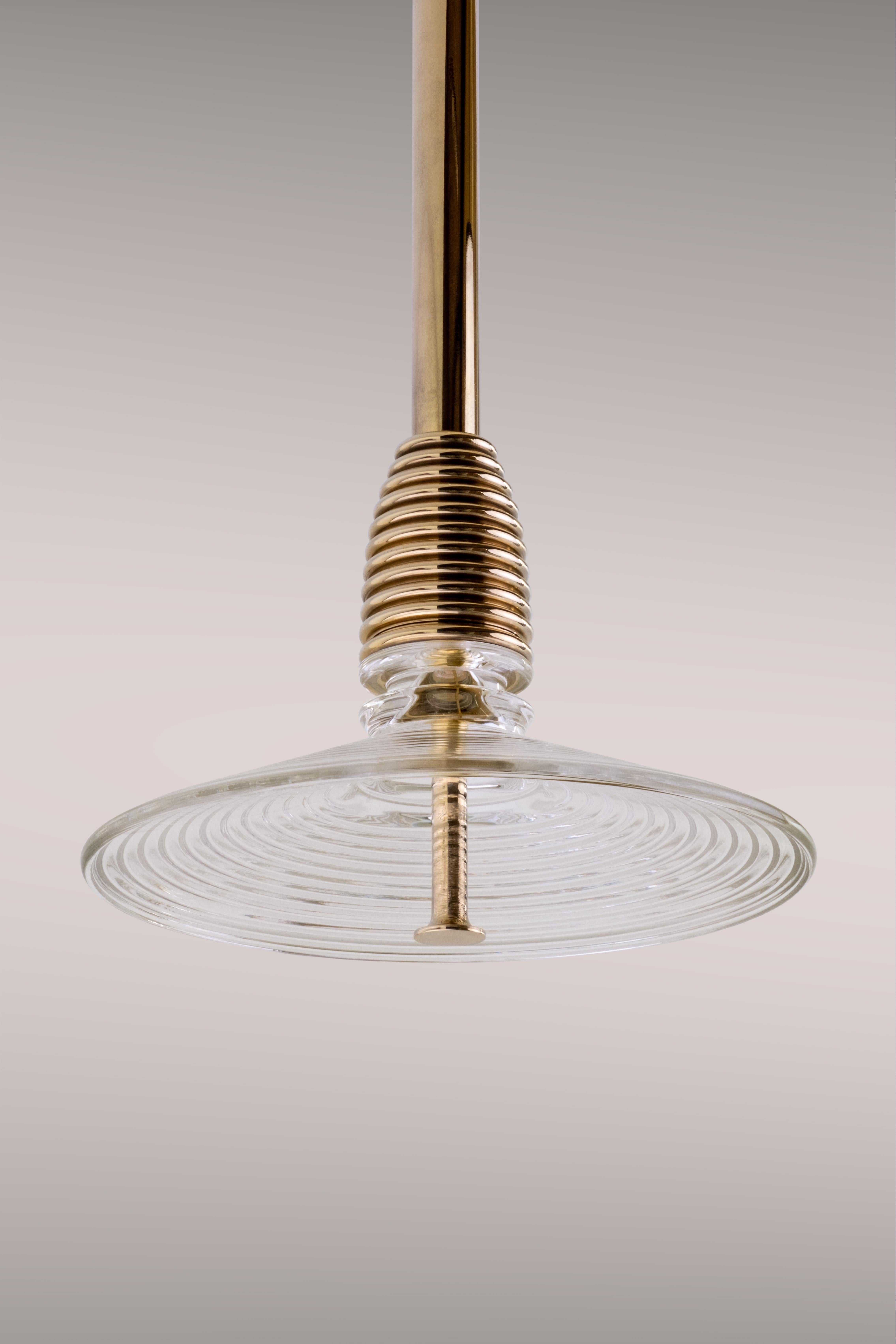 Art Deco The Insulator 'B' Pendant in dark brass and frosted glass by NOVOCASTRIAN deco For Sale