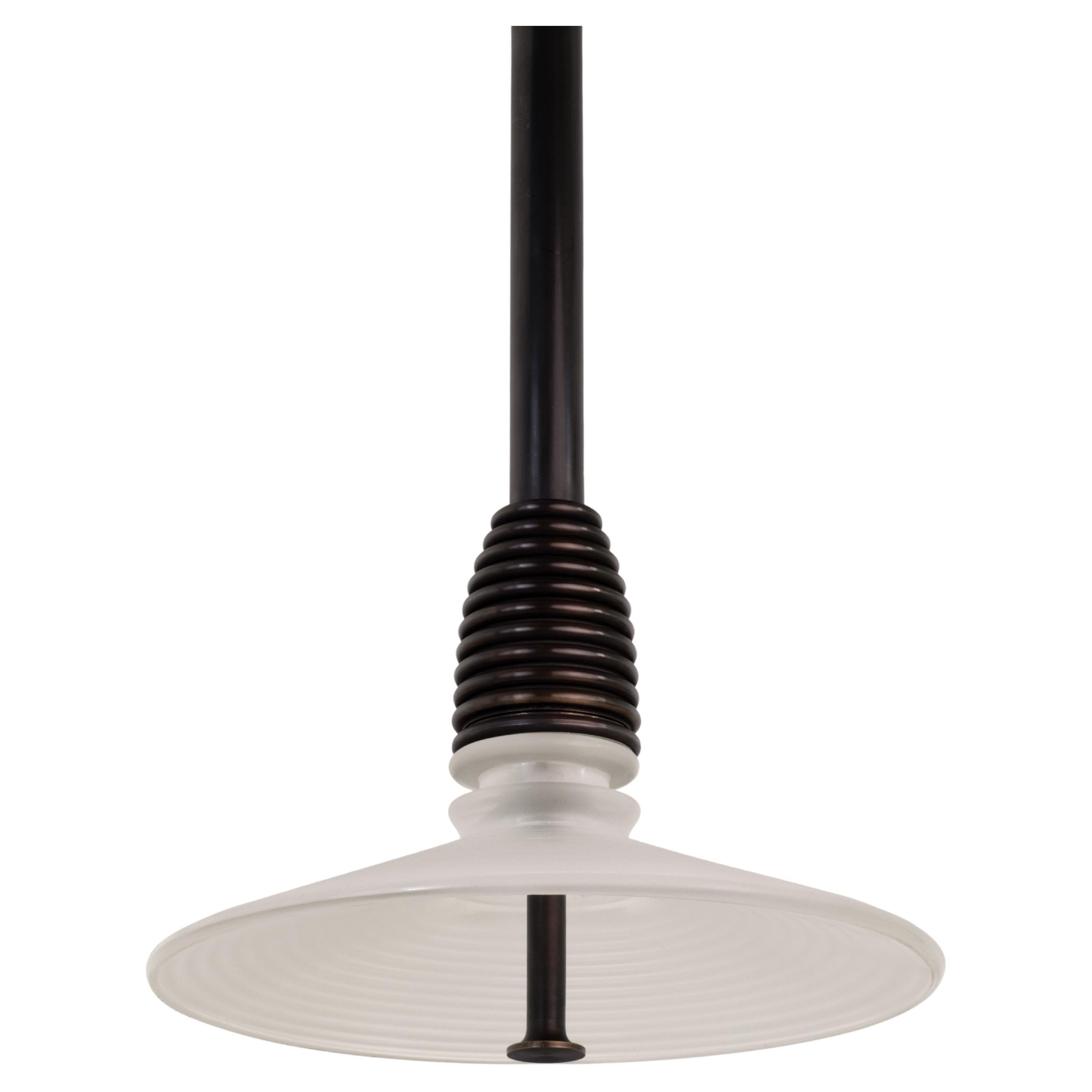 The Insulator 'B' Pendant in dark brass and frosted glass by NOVOCASTRIAN deco