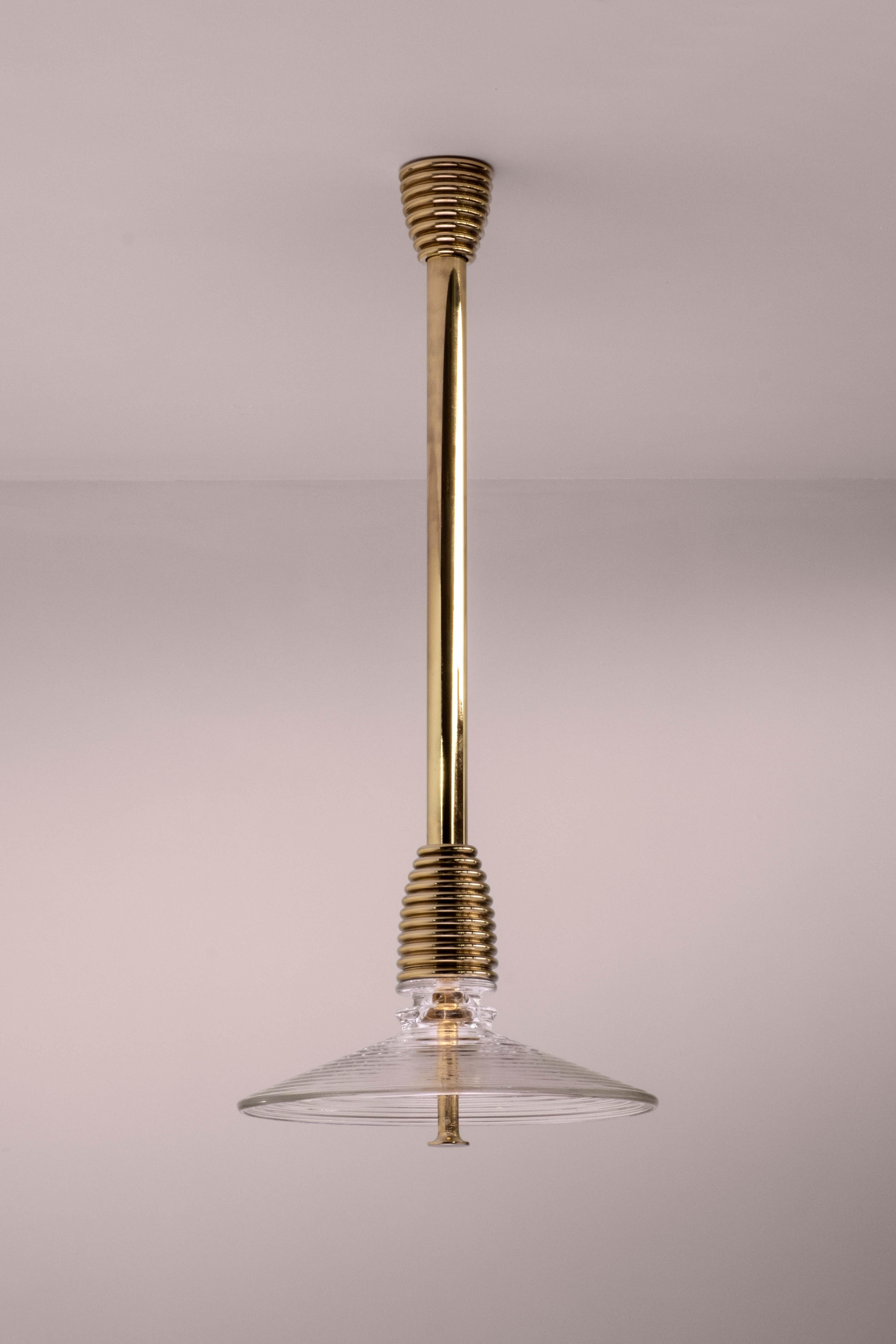 The Insulator 'B' Pendant in polished brass and clear glass by NOVOCASTRIAN deco For Sale 6