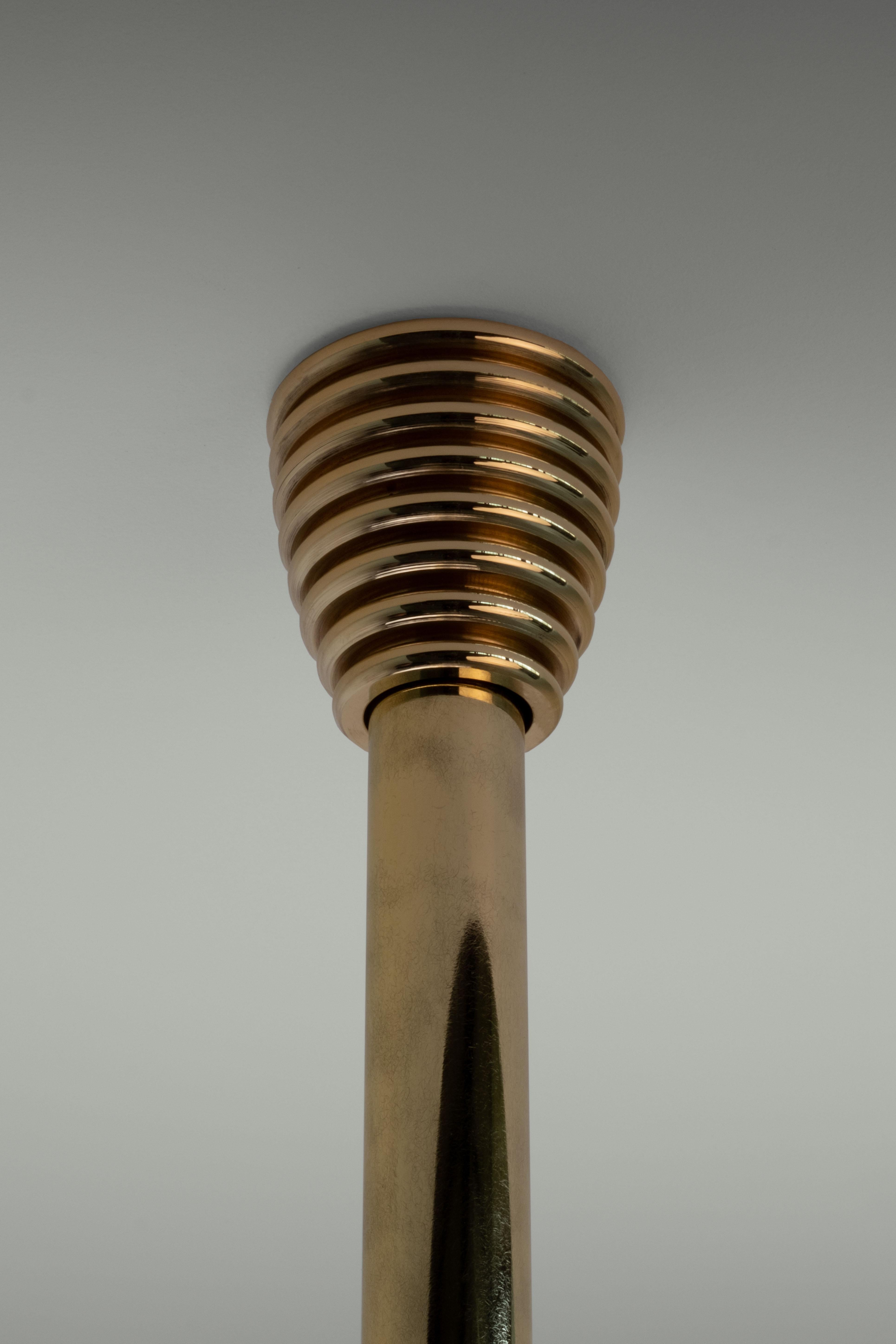 The Insulator 'B' Pendant in polished brass and clear glass by NOVOCASTRIAN deco For Sale 7