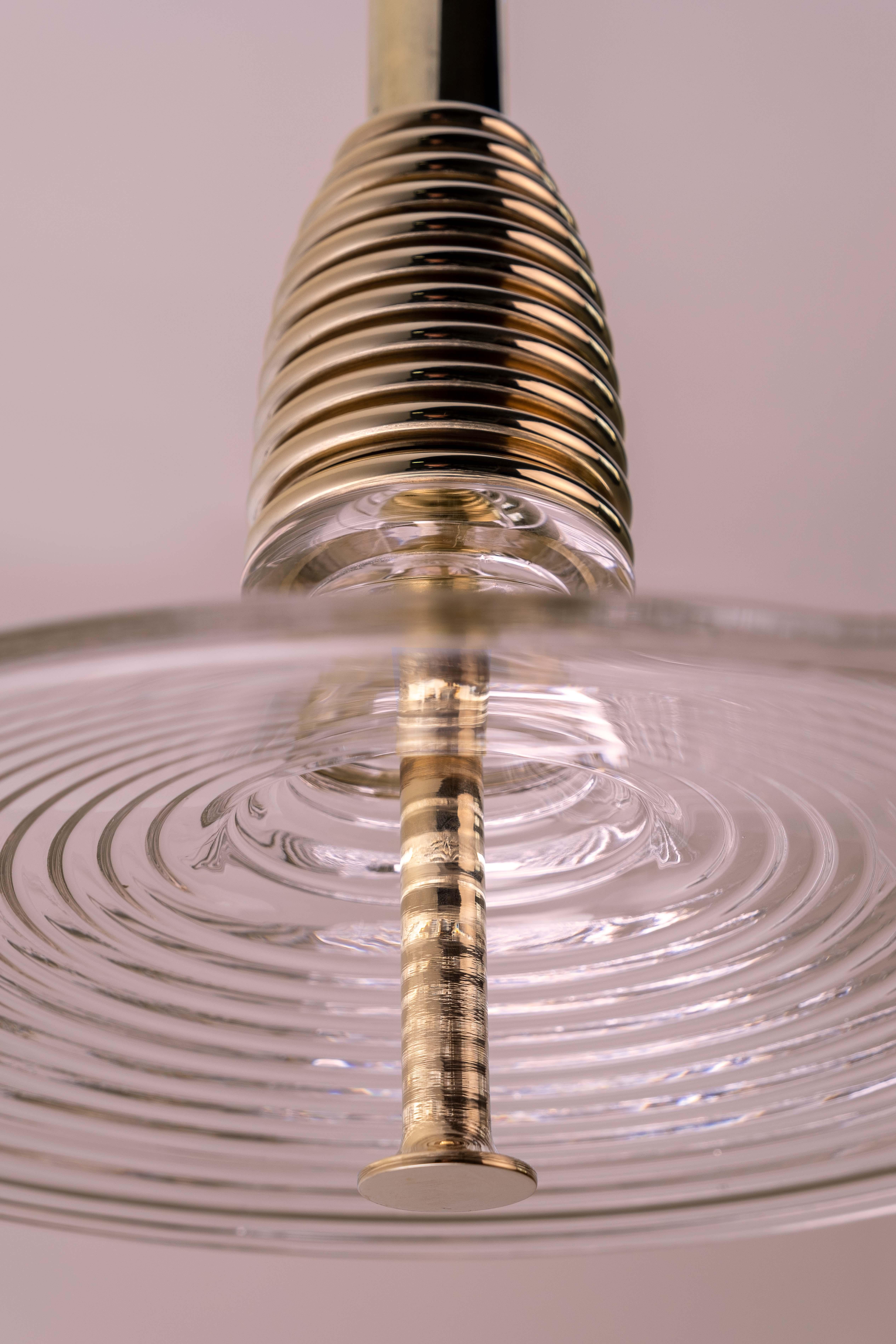 The Insulator 'B' Pendant in polished brass and clear glass by NOVOCASTRIAN deco For Sale 2