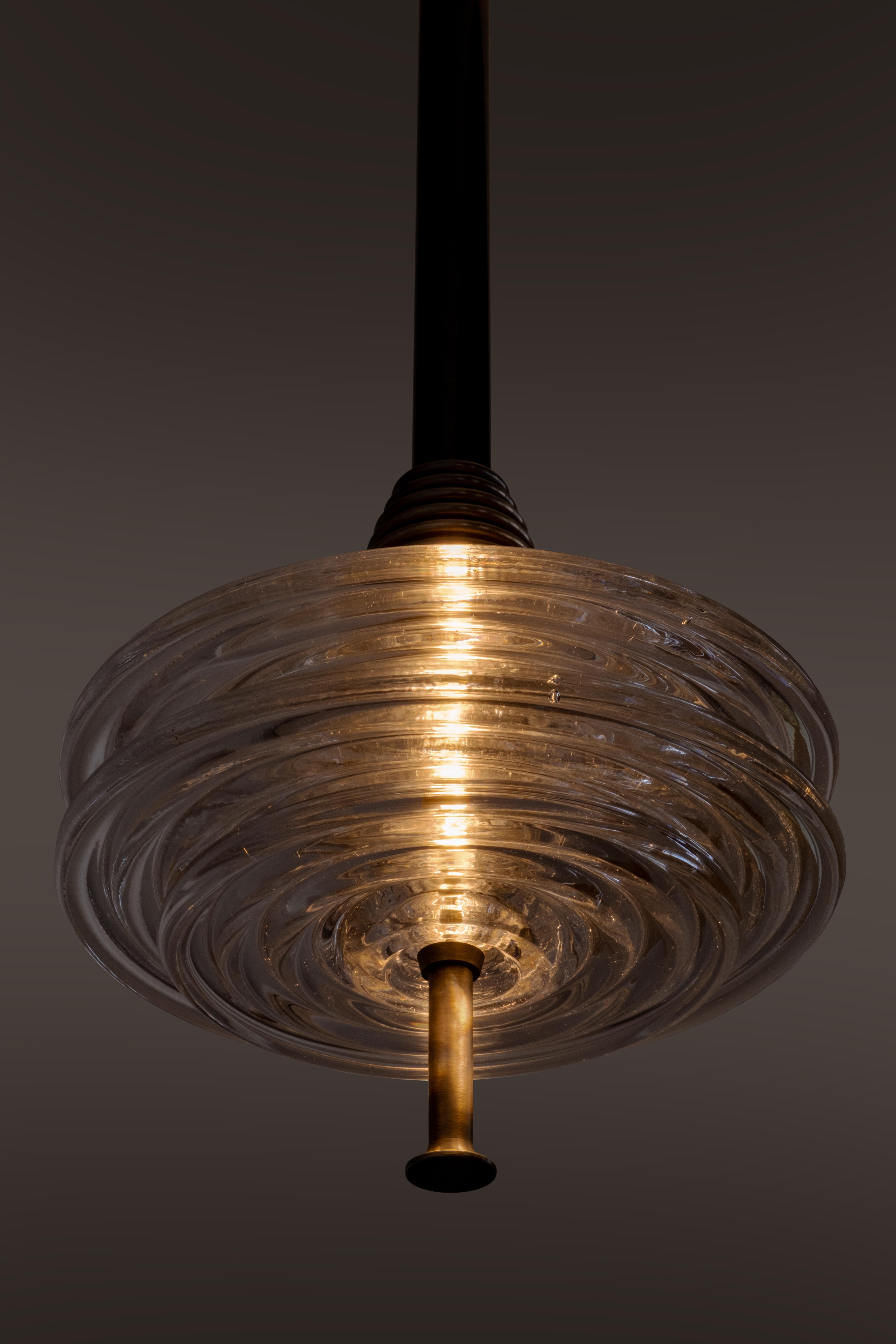 Modern The Insulator 'CD' Pendant in dark brass and clear glass by NOVOCASTRIAN For Sale