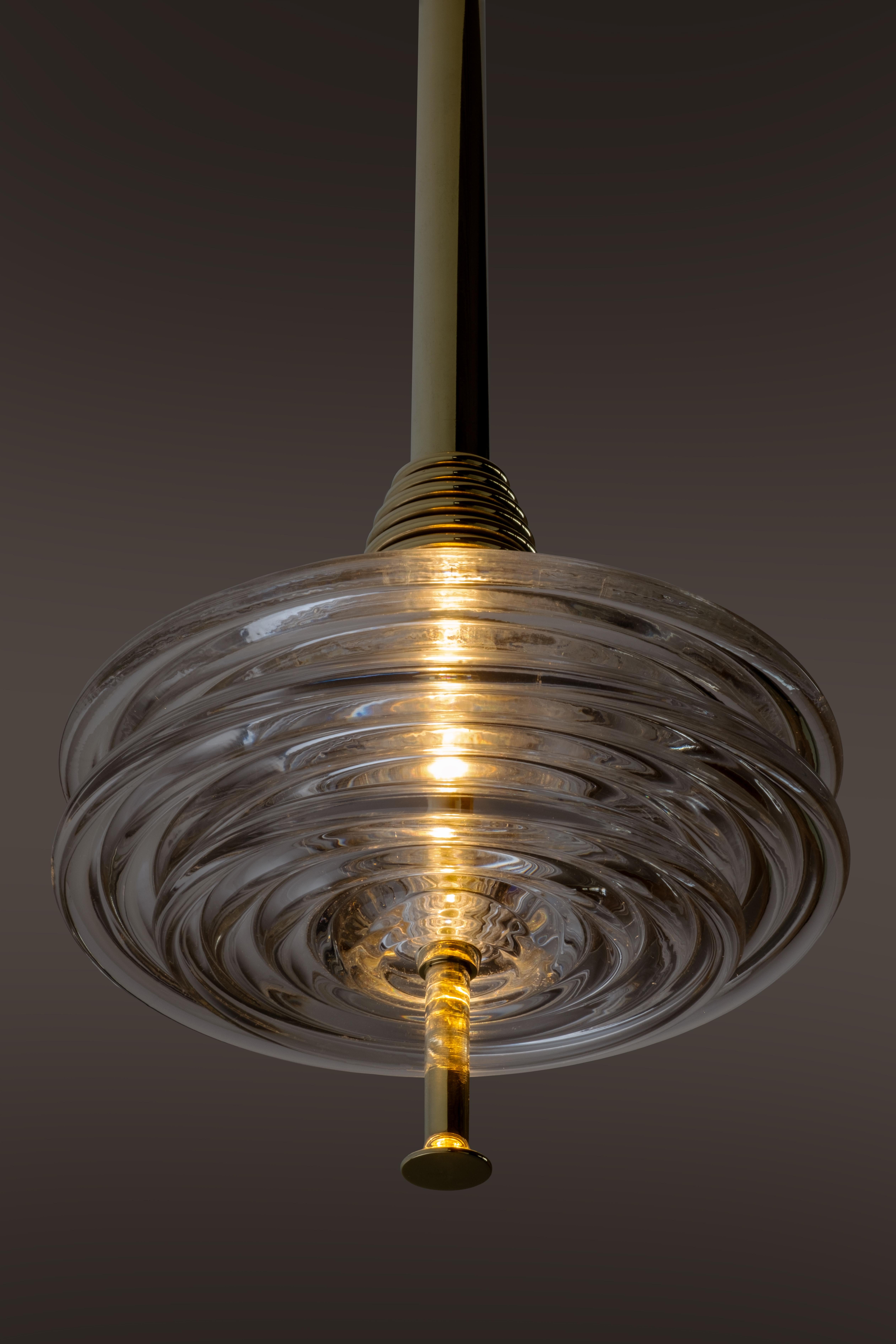 Modern The Insulator 'CD' Pendant in polished brass and clear glass by NOVOCASTRIAN For Sale