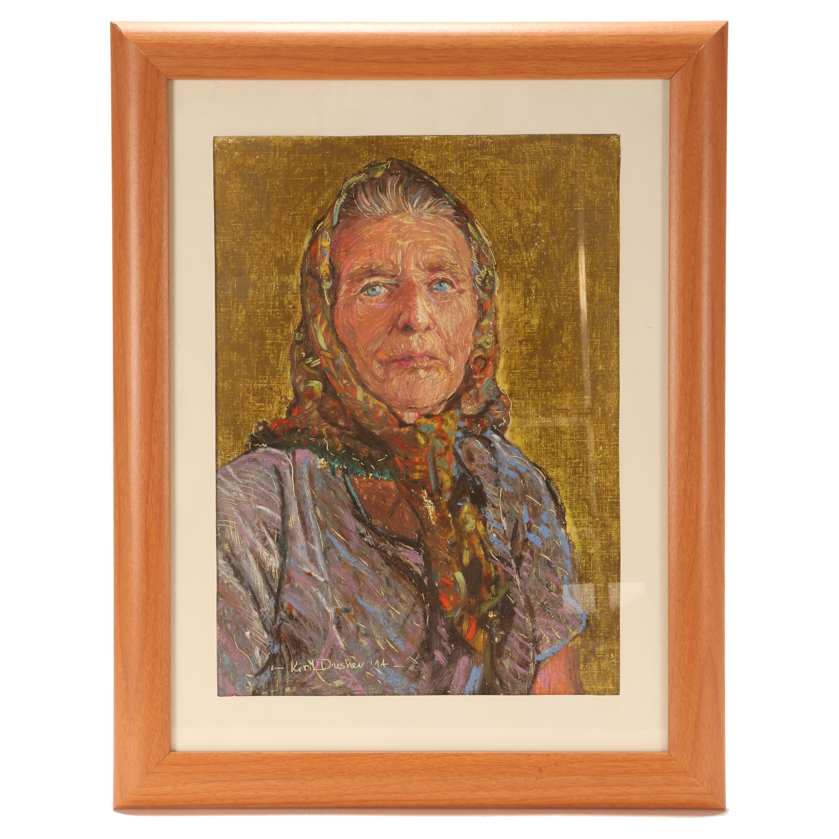 The intense soul of the portrait yesterday and today. Portrait of Vyerba Dushev. For Sale