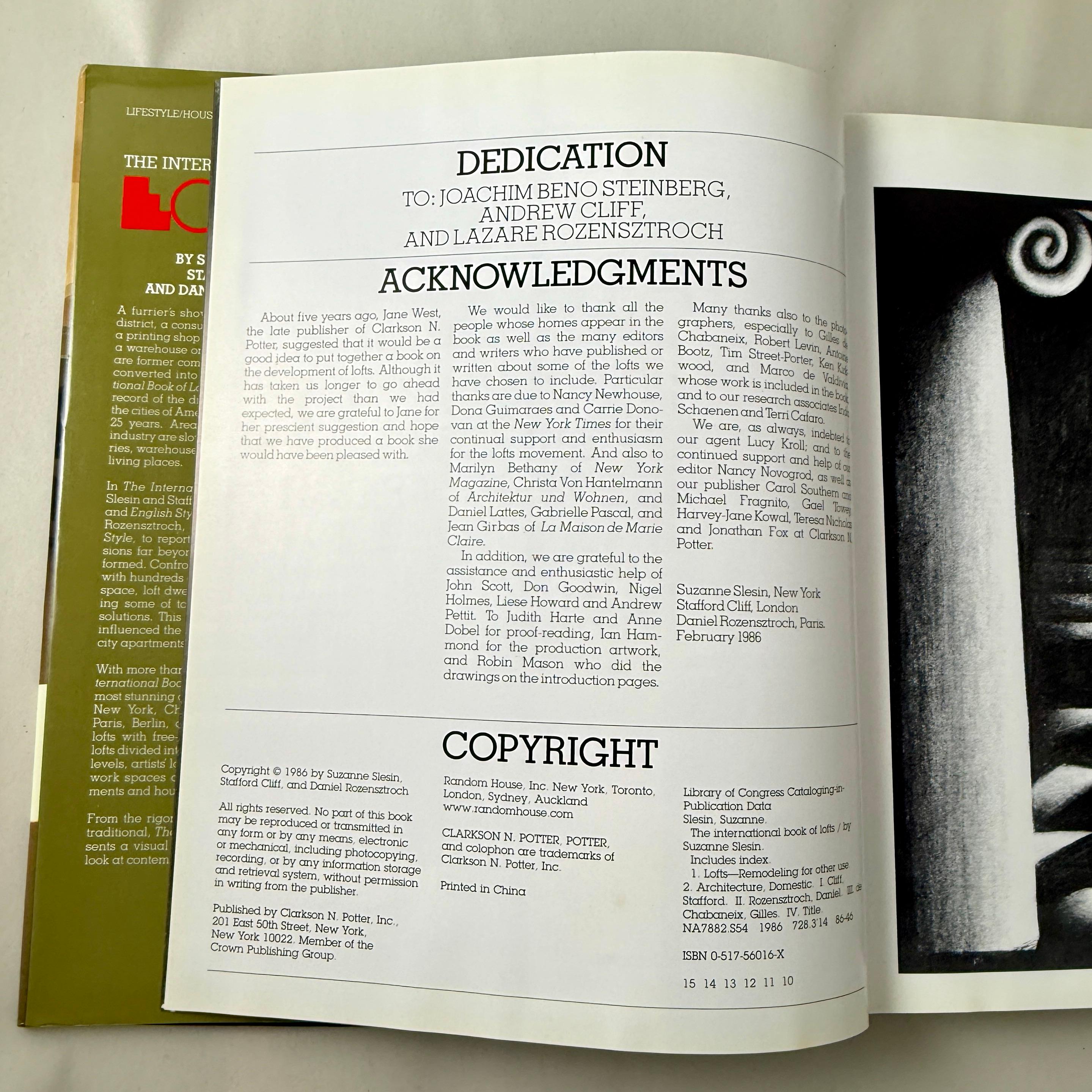 The International Book of Lofts, Slesin & Cliff, couverture rigide 1986 Bon état - En vente à Philadelphia, PA