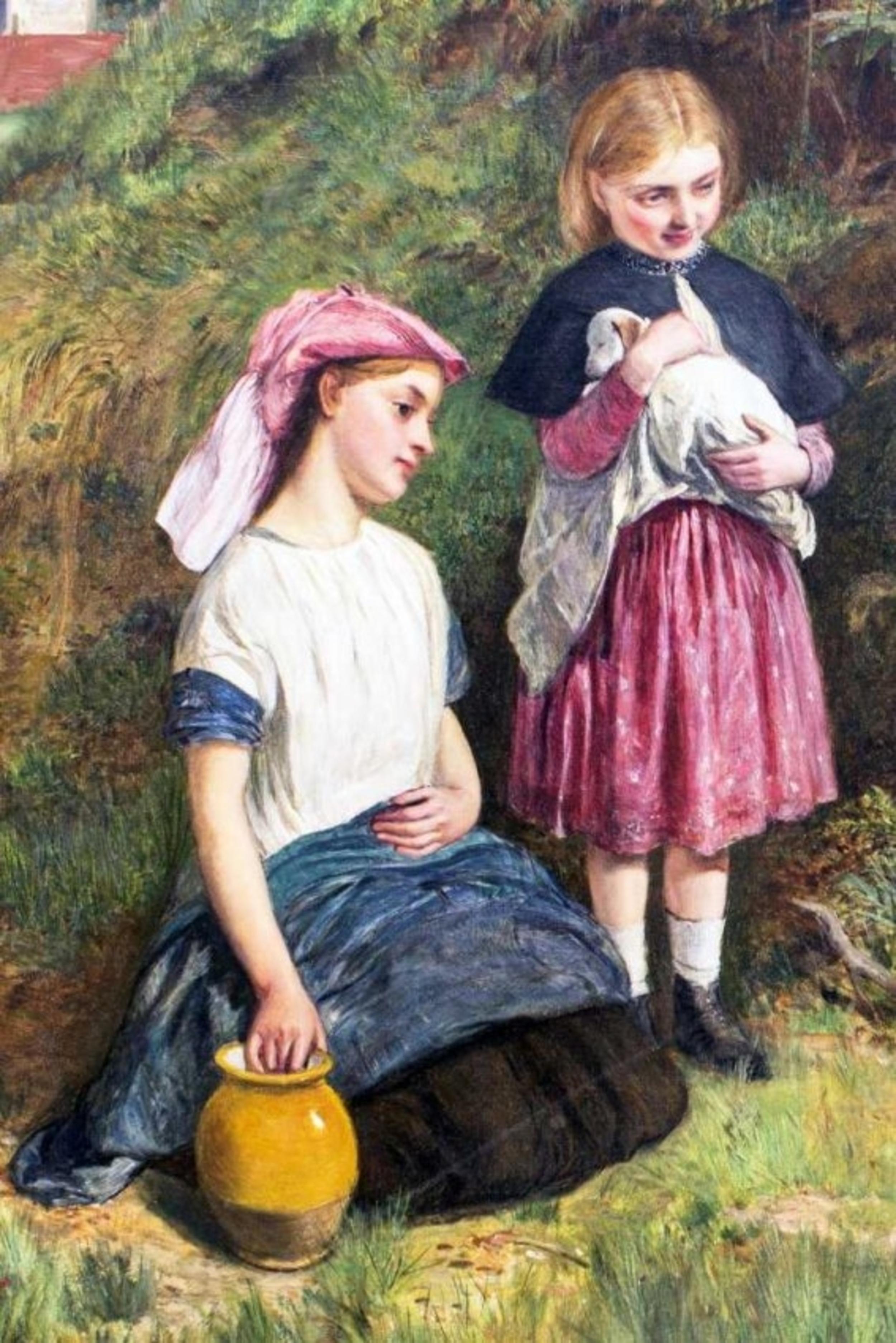 Mid-19th Century The Intruders, Oil on Canvas by Charles Sillem Lidderdale, Signed For Sale