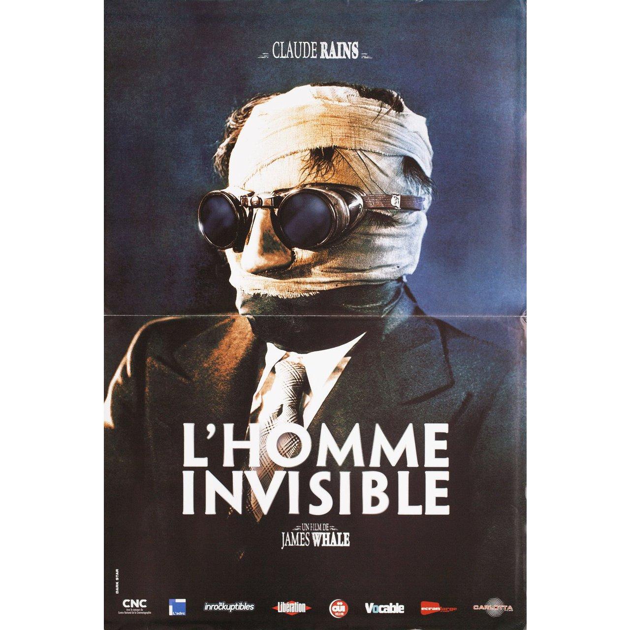 Original 2000s re-release French petite poster for the 1933 film The Invisible Man directed by James Whale with Claude Rains / Gloria Stuart / William Harrigan / Henry Travers. Very good-fine condition, folded. Many original posters were issued