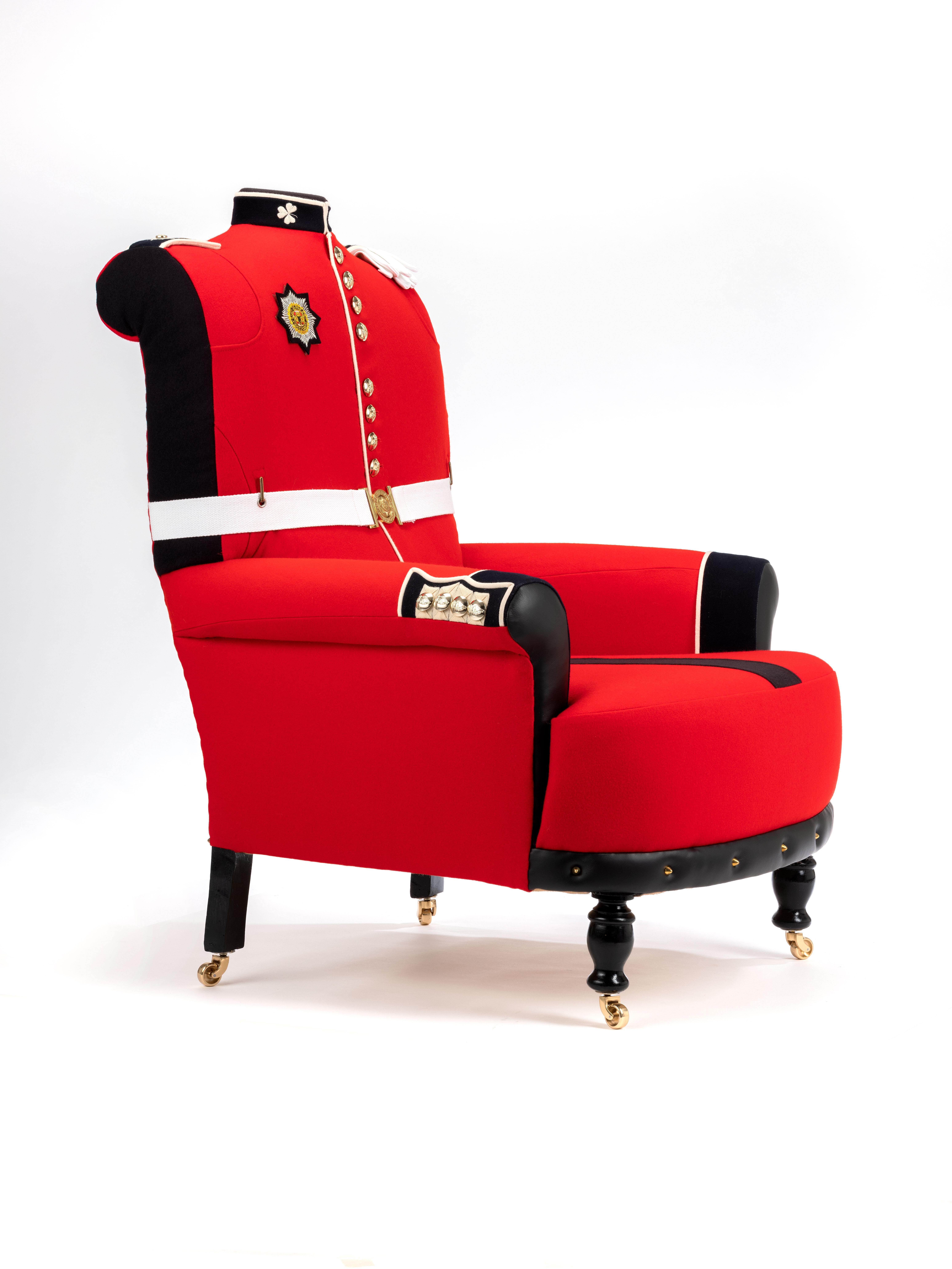 'The Irish Guards’ Pair of Victorian Wing Back Armchairs, circa 1890 13