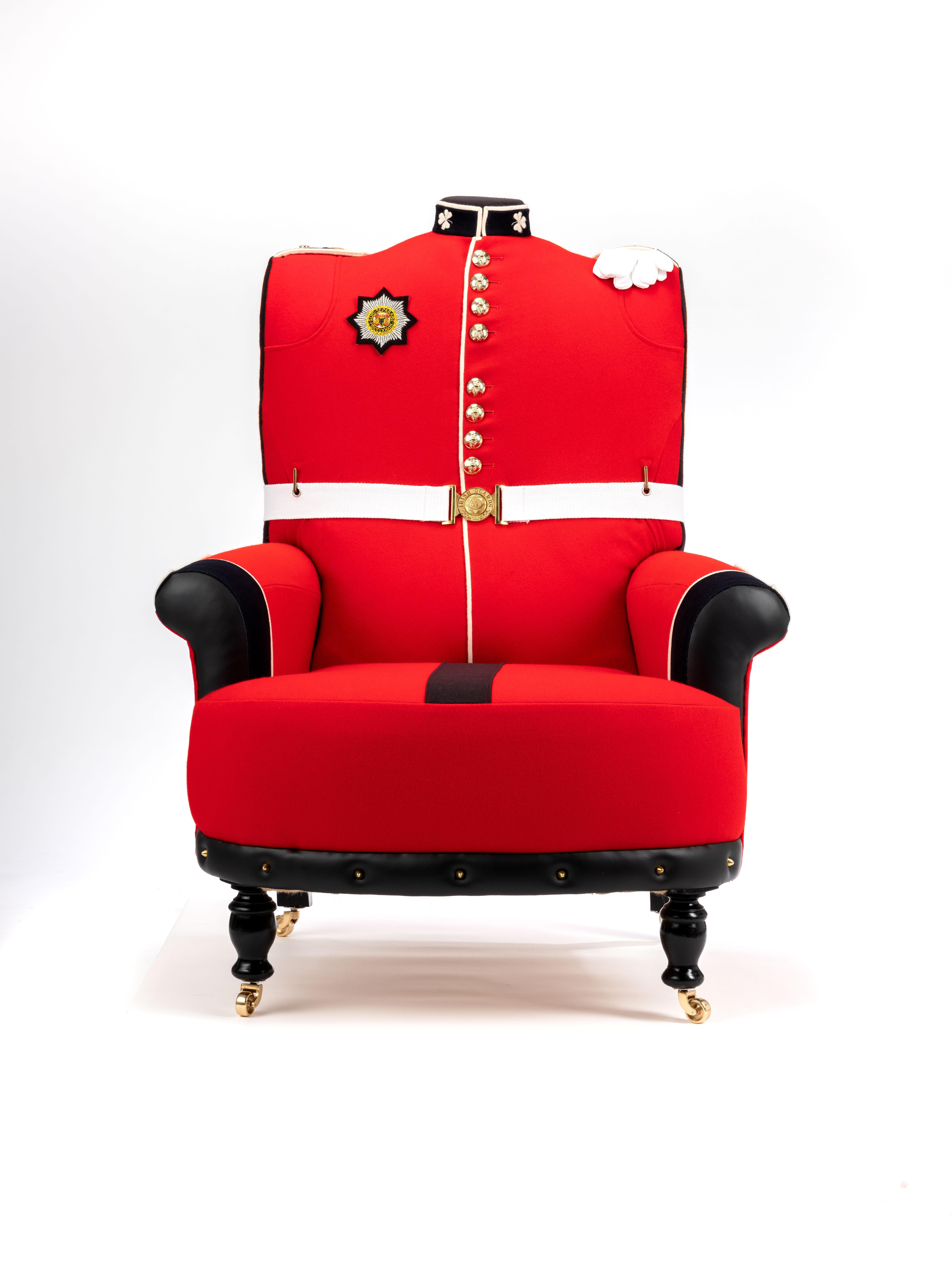 'The Irish Guards’ Pair of Victorian Wing Back Armchairs, circa 1890 14