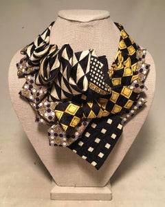 The Irresistible Ascot Vintage Versace Black and Yellow Silk Tie Necklace