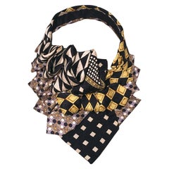 The Irresistible Ascot Vintage Versace Black and Yellow Silk Tie Necklace