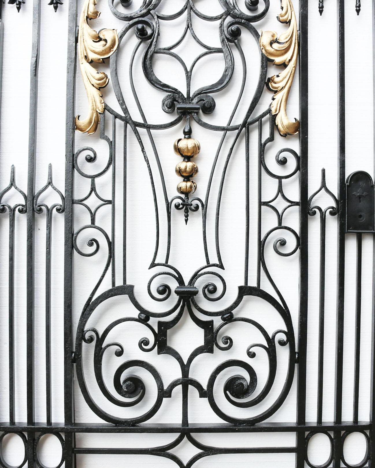 This stunning antique pedestrian gate comes from Islet Park near Reading, England, circa 1860. 

The gate has been shot blasted, primed and painted in gloss black, with gold detailing. 

Condition report:

In excellent condition, there is a