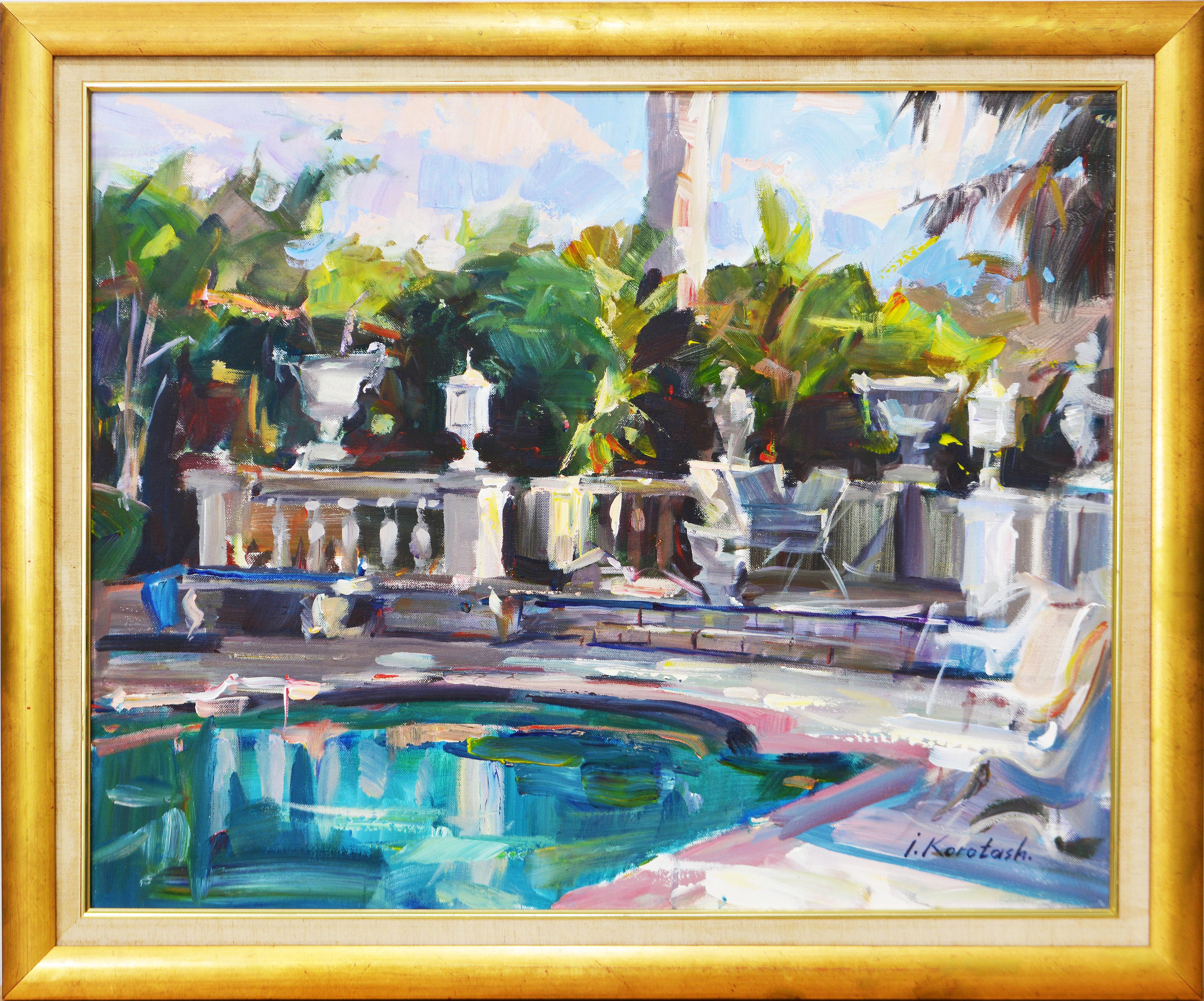 'The Italian Patio' Impressionist Style Work by Soviet American Igor Korotash For Sale 5