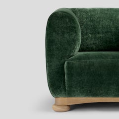 The Ivo Armchair in Atlas Abyys velvet, Made in the UK. Comfy & Formal