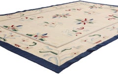 The Ivory Abstraction: A Vintage Indian Dhurrie Rug of Mid-Century Elegance