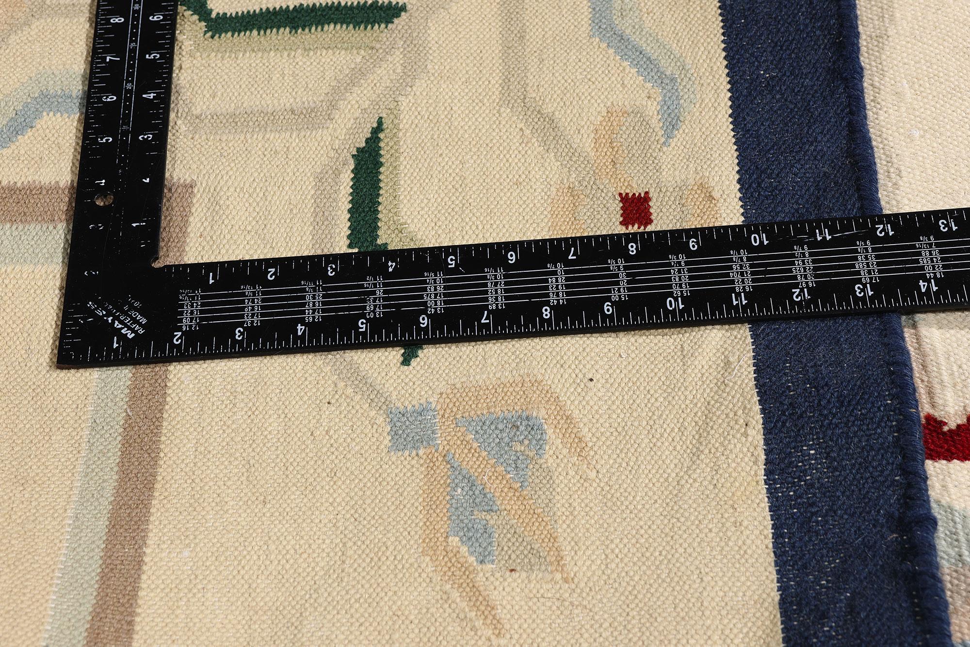 Wool The Ivory Abstraction: A Vintage Indian Dhurrie Rug of Mid-Century Elegance For Sale