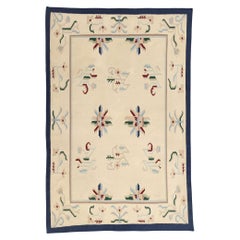 The Ivory Abstraction: A Vintage Indian Dhurrie Rug of Mid-Century Elegance