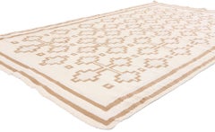 The Ivory Sanctuary: A Vintage Dhurrie Masterpiece of Modern Shibui Elegance