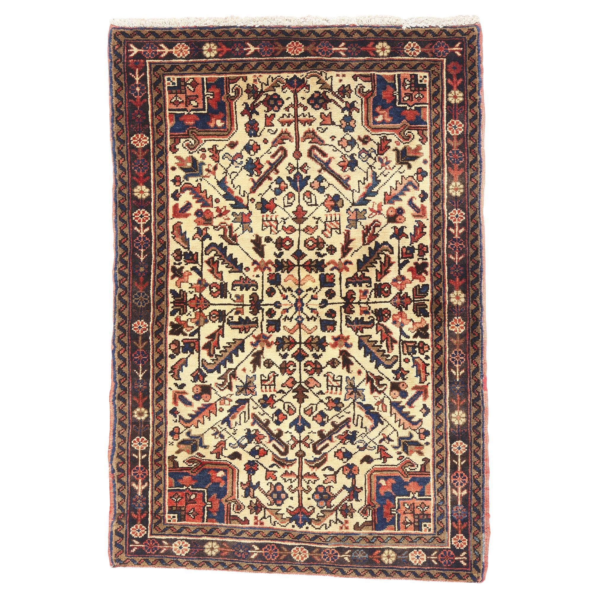 The Ivory Sovereign: A Rare Allover Heriz Masterpiece of Regal Tribal Elegance