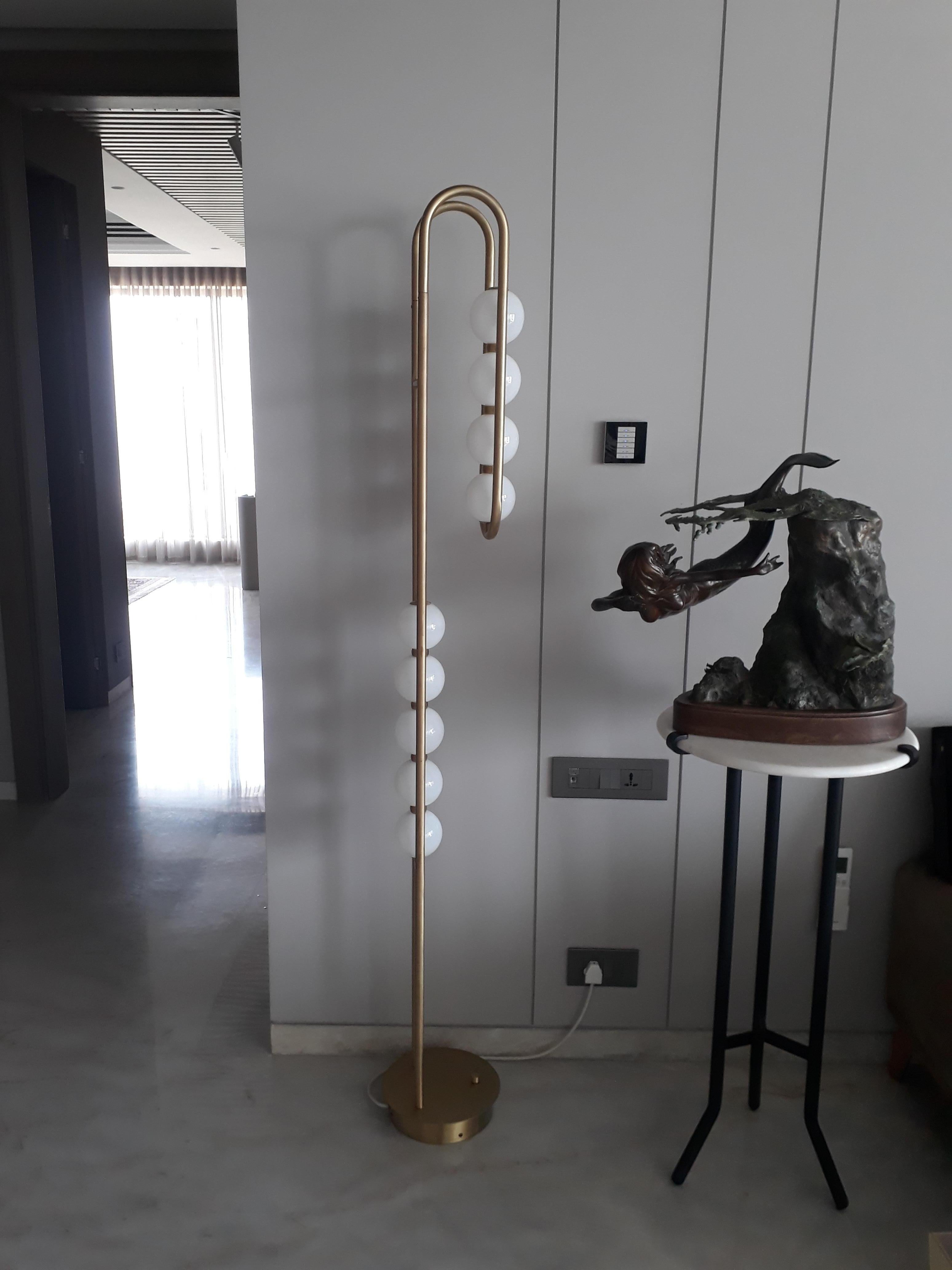 The J Standing Lamp with Integrated LED and Brass For Sale 1