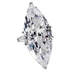 Anillo de diamantes grande Jackie O' de 40 quilates, talla marquesa, color D, hecho por el hombre