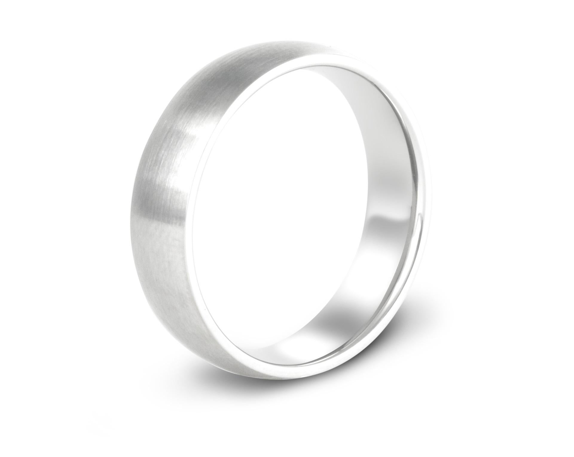 For Sale:  The Jackson: 14K White Gold or Platinum Slight Dome Comfort Fit Wedding Band 2