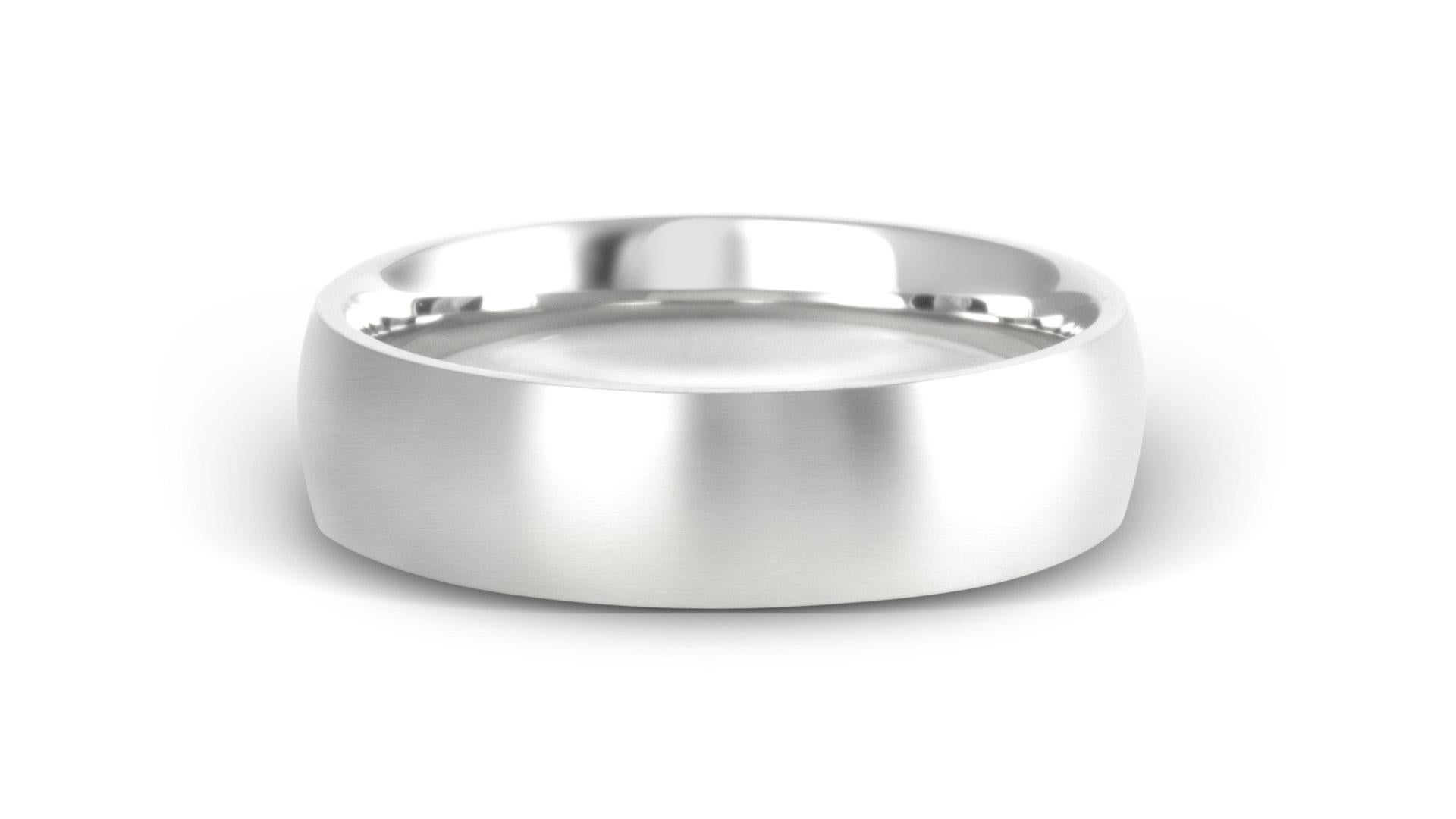 For Sale:  The Jackson: 14K White Gold or Platinum Slight Dome Comfort Fit Wedding Band 4