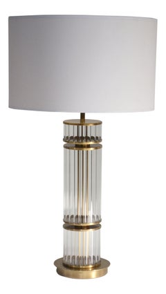 The Jackson Column Lamp hand made of Reeded Glass and Antique Brass
