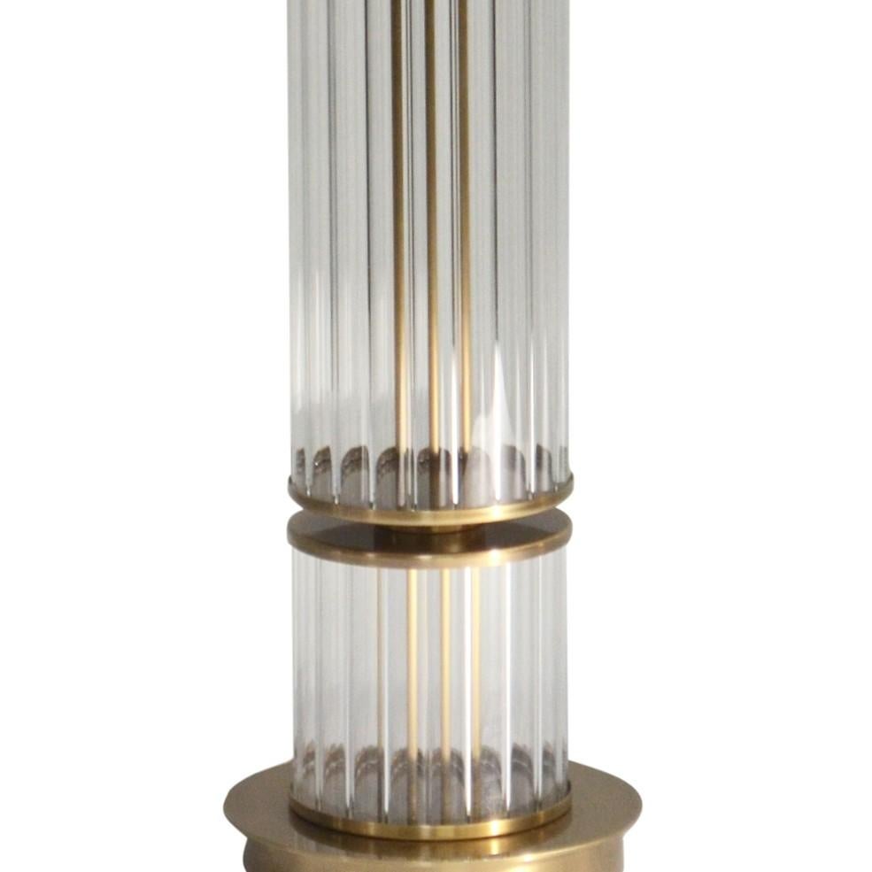 The Jackson Column Lamp, handgefertigt aus Schilfglas und antikem Messing im Angebot 2