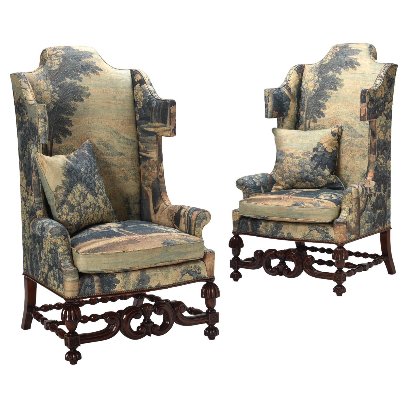 Jacobean Wing Armchairs For Sale