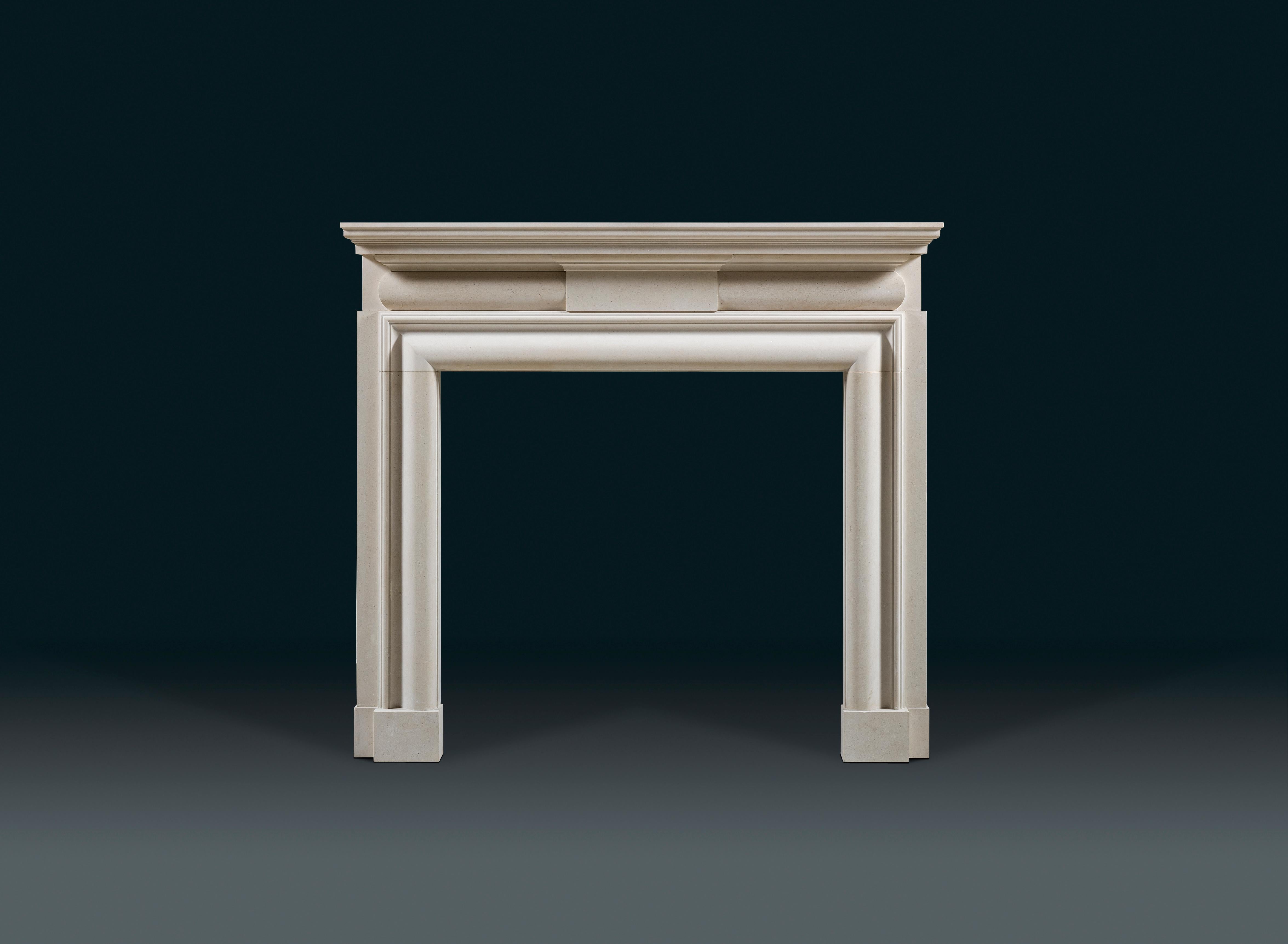 After an original design by Edwin Lutyens, combining his unique neo Georgian classicism with his own eclectic forward looking, uncluttered style. The design reliant on simple pure lines and contours, using antique bolection and pulminated mouldings