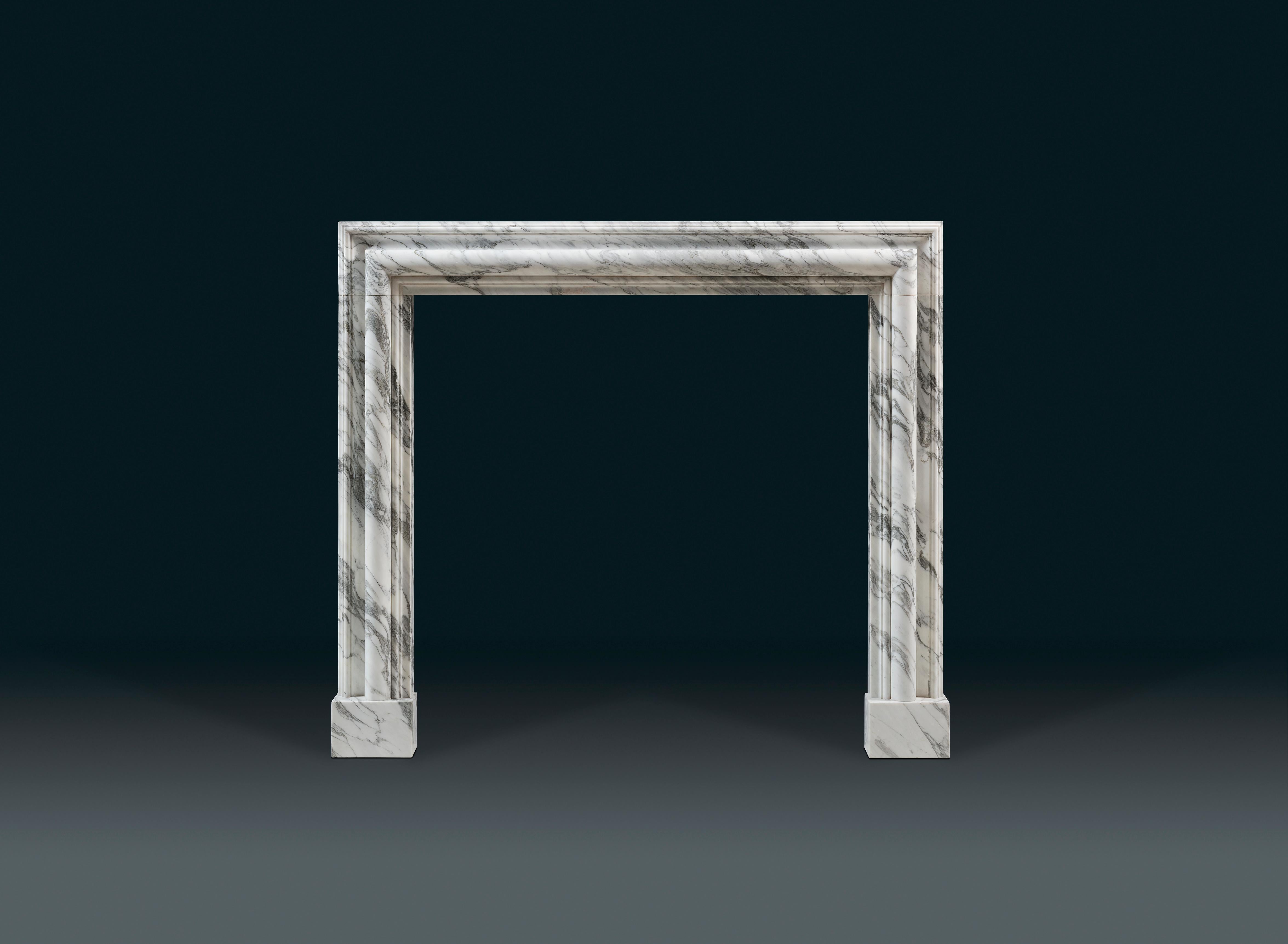 Breccia Marble Jamb Walden Georgian Reproduction Chimneypiece in Grey Breche Marble For Sale