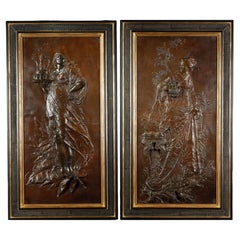 "the Japanese and the Oriental" Plaques, Attri. to L. Hottot, France, circa 1900