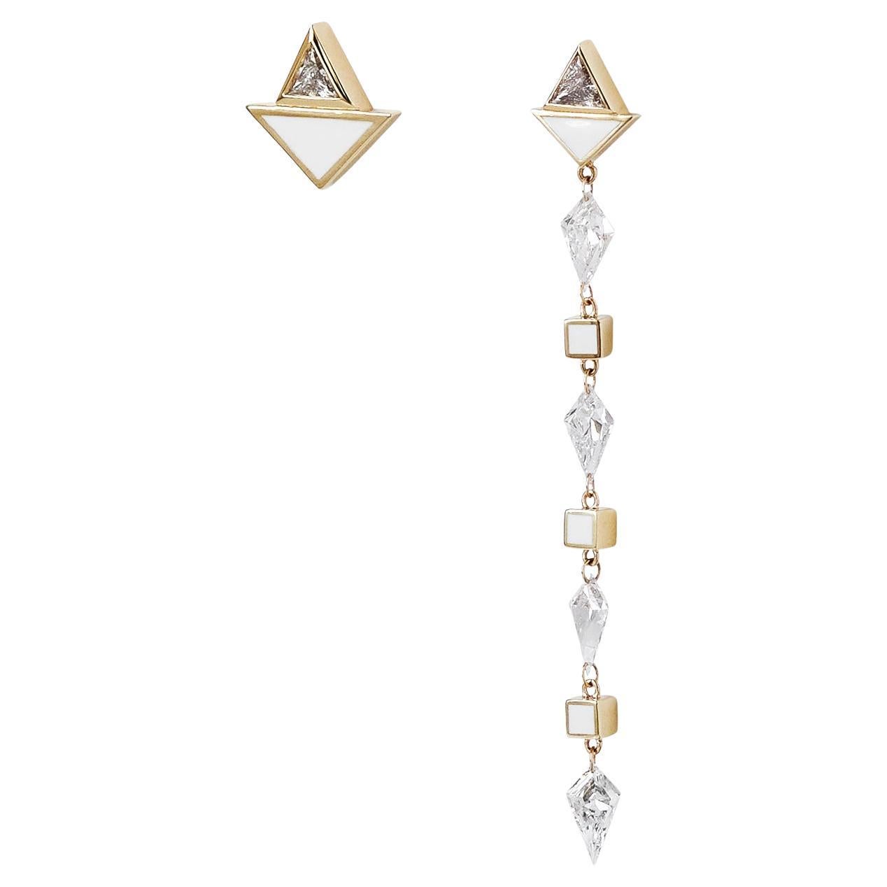 The Jaunty Cecil 4.5 Carat Diamond Kites, trillion cut & enamel drop earrings