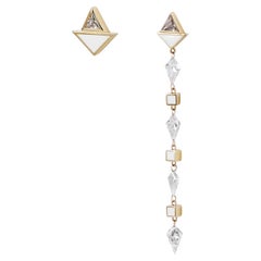 The Jaunty Cecil 4.5 Carat Diamond Kites, trillion cut & enamel drop earrings