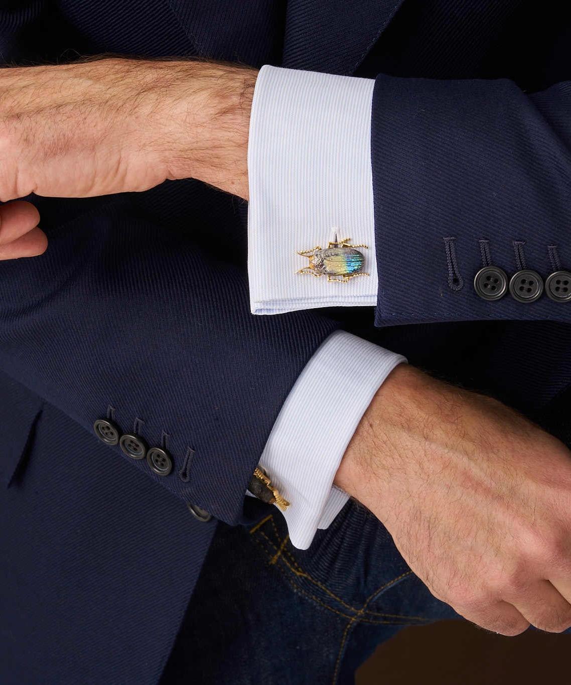 The Jewel Beetle Cufflinks by Michael Kanners In New Condition For Sale In Bal Harbour, FL