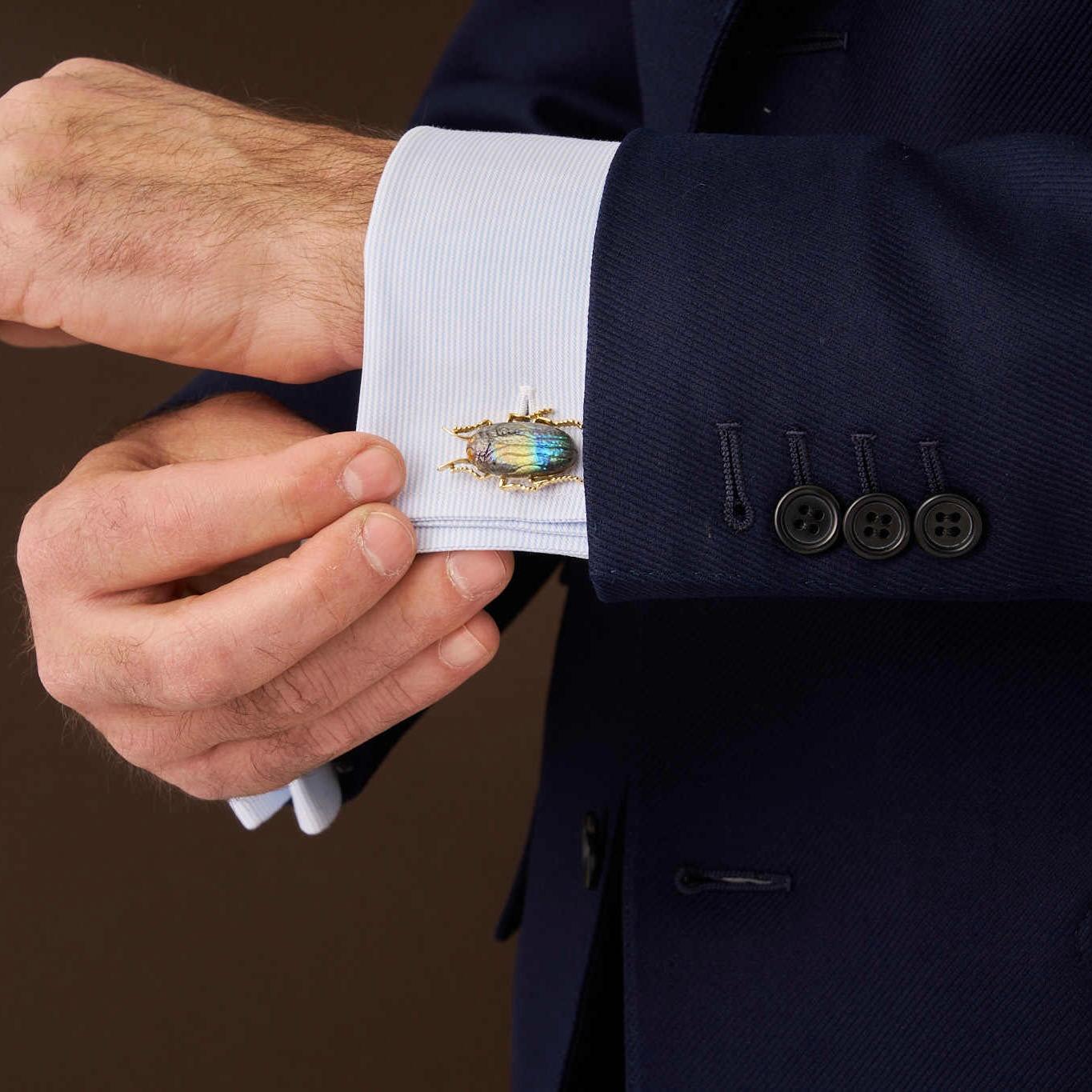 Women's or Men's The Jewel Beetle Cufflinks by Michael Kanners For Sale