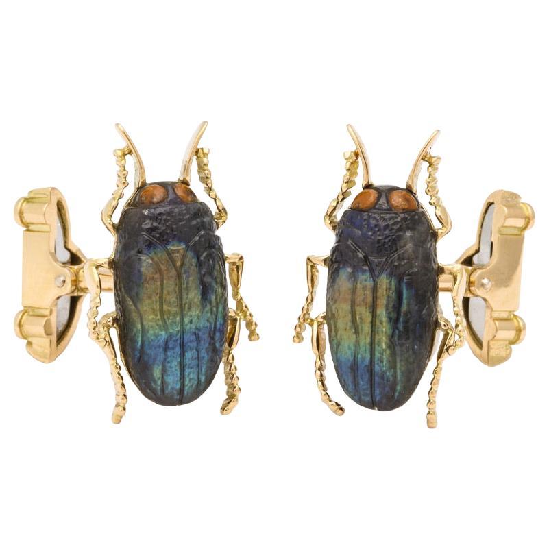 The Jewel Beetle Cufflinks by Michael Kanners For Sale