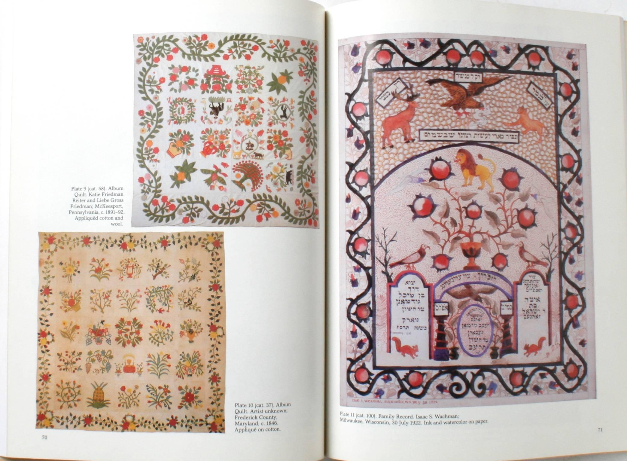 The Jewish Heritage in American Folk Art. New York: Universe Books, 1984. Softcover. 124 pp. A charming exhibition catalogue published by the Jewish Museum/New York on Jewish American Folk Art. The catalogue include sections on aspects of American
