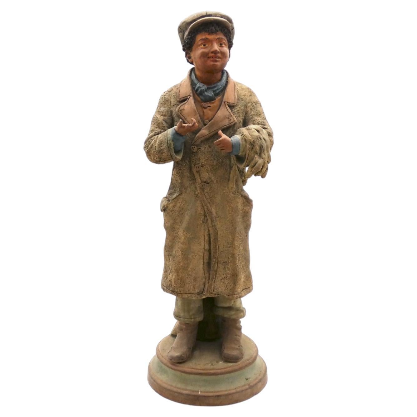 "Los comerciantes judíos"  Escultura de joven peletero judío, Austria o República Checa 1890 en venta