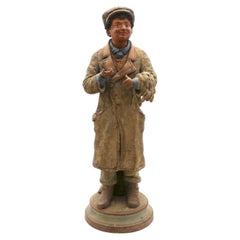 Antique "The Jewish Traders"  Young Jewish Fur Trader Sculpture, Austria or Czech 1890