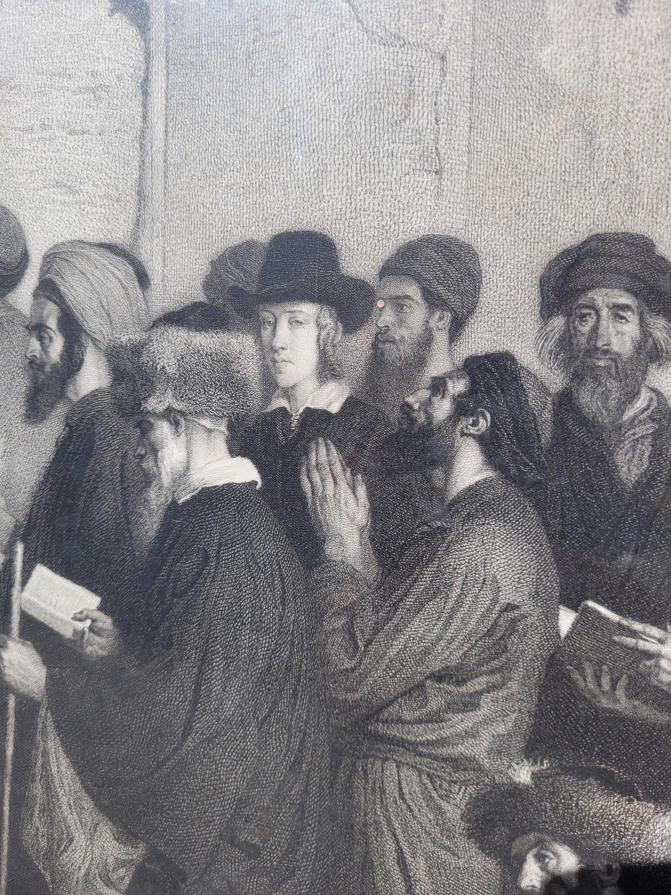 The Jews In Front Of Solomon's Wand, gerahmte Gravur, Alexandre Bida, 19. Jahrhundert 3