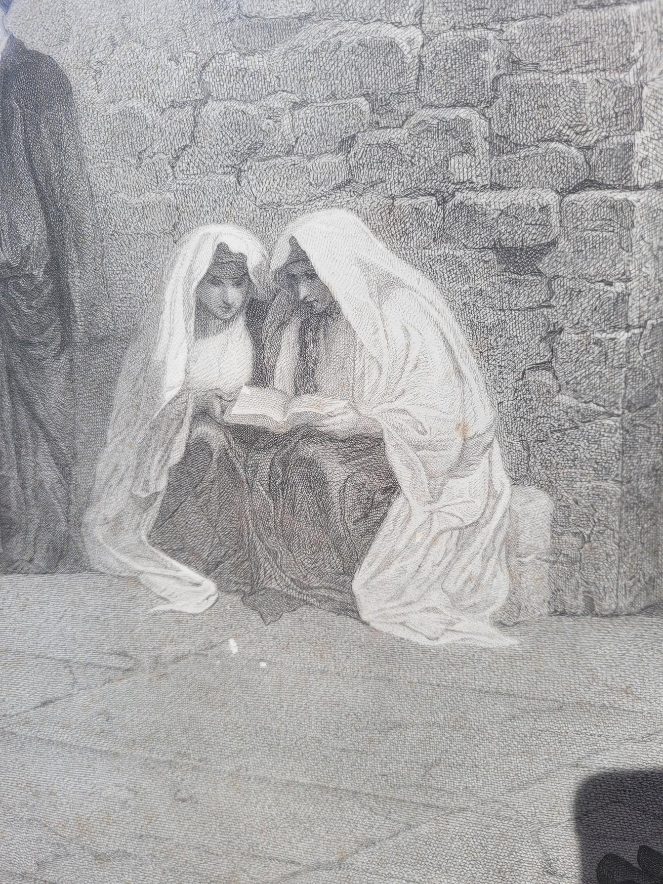 The Jews In Front Of Solomon's Wall, Framed Engraving, Alexandre Bida, 19th Cent For Sale 4