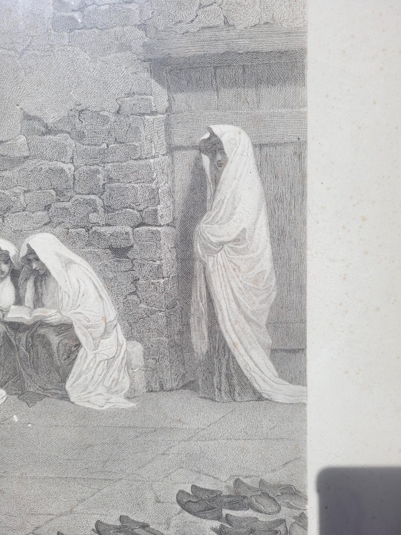 The Jews In Front Of Solomon's Wall, Framed Engraving, Alexandre Bida, 19th Cent For Sale 5
