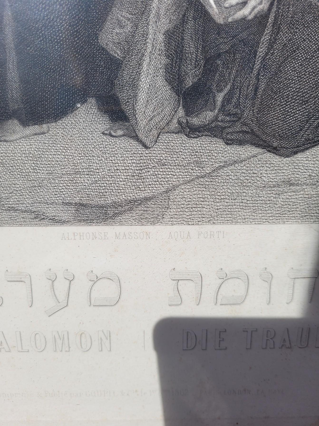 The Jews In Front Of Solomon's Wand, gerahmte Gravur, Alexandre Bida, 19. Jahrhundert (Papier)
